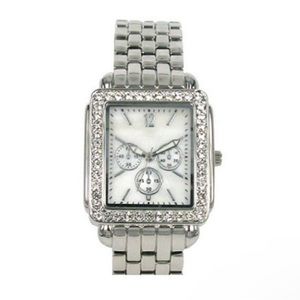 Time and Tru Women's Square Crystal Alloy Bracelet Wristwatch